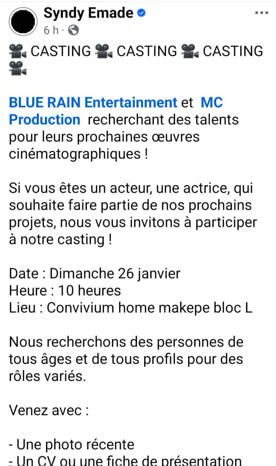 Le samedi 11 janvier 2025, les maisons de production Blue Rain Entertainment de Syndy Emade et MC Production de Marcelle Kuetche