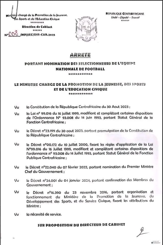 SPORT/FOOTBALL: Rigobert Song validé à la tête des Fauves de la RCA, des défis colossaux à surmonter