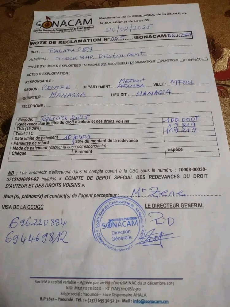 Mani Bella donne un ultimatum à la SONACAM