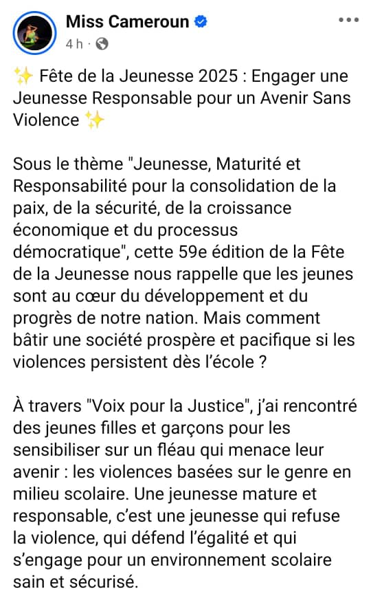 plusieurs célébrités camerounaises ont saisi l'occasion encore cette année pour adresser des messages inspirants à leurs jeunes compatriotes.