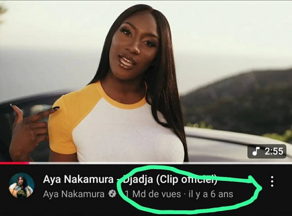 PEOPLE/MUSIQUE : Record historique! «Djadja » de Aya Nakamura a dépassé le milliard de vues sur YouTube