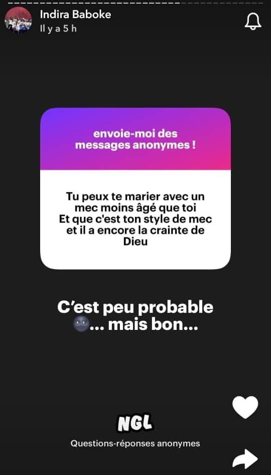 Sur les limites à ne pas franchir dans le couple, Indira est intransigeante:
Indira