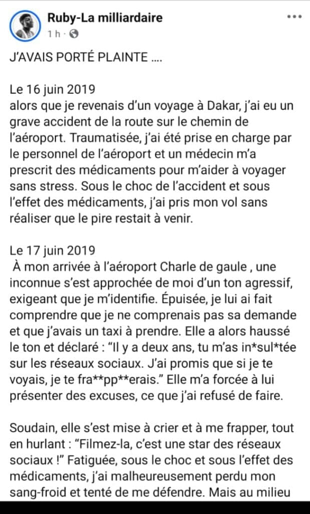 Une influenceuse dont Ruby a préféré taire le nom aurait propagé une fausse version des faits