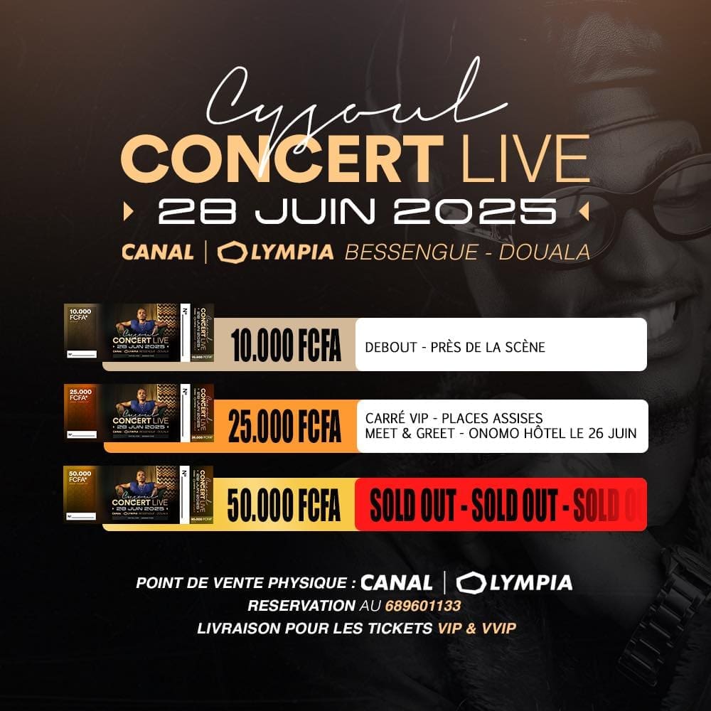 Après Yaoundé, Cysoul promet un show inédit à Canal Olympia Douala le 28 juin