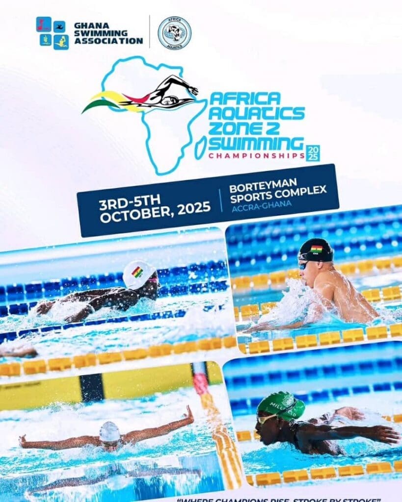 Du 3 au 5 octobre 2025, Accra se transformera en capitale de la natation africaine. Le complexe sportif flambant neuf de Borteyman