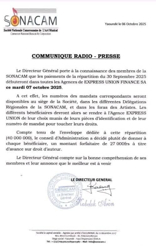 “C’est grave !” DJ Lexus s’insurge contre les 27 000 FCFA de la SONACAM