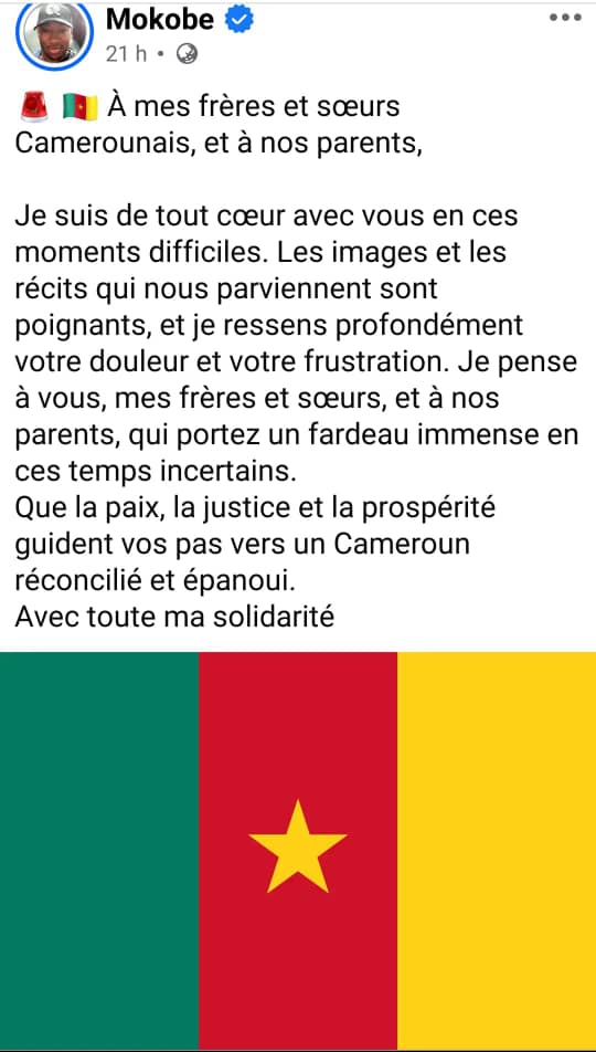la voix de l’artiste franco-malien Mokobé s’élève pour prôner l’unité et la réconciliation. Sur Facebook, ce mardi 28 octobre 2025, le rappeur a adressé un message de