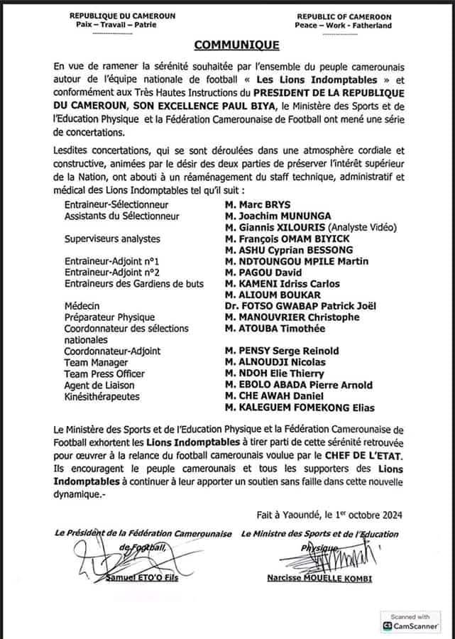 La décision de la CAF de limiter les staffs techniques à 17 membres pour la CAN 2025 offre une clarté au Cameroun, qui se retrouve 