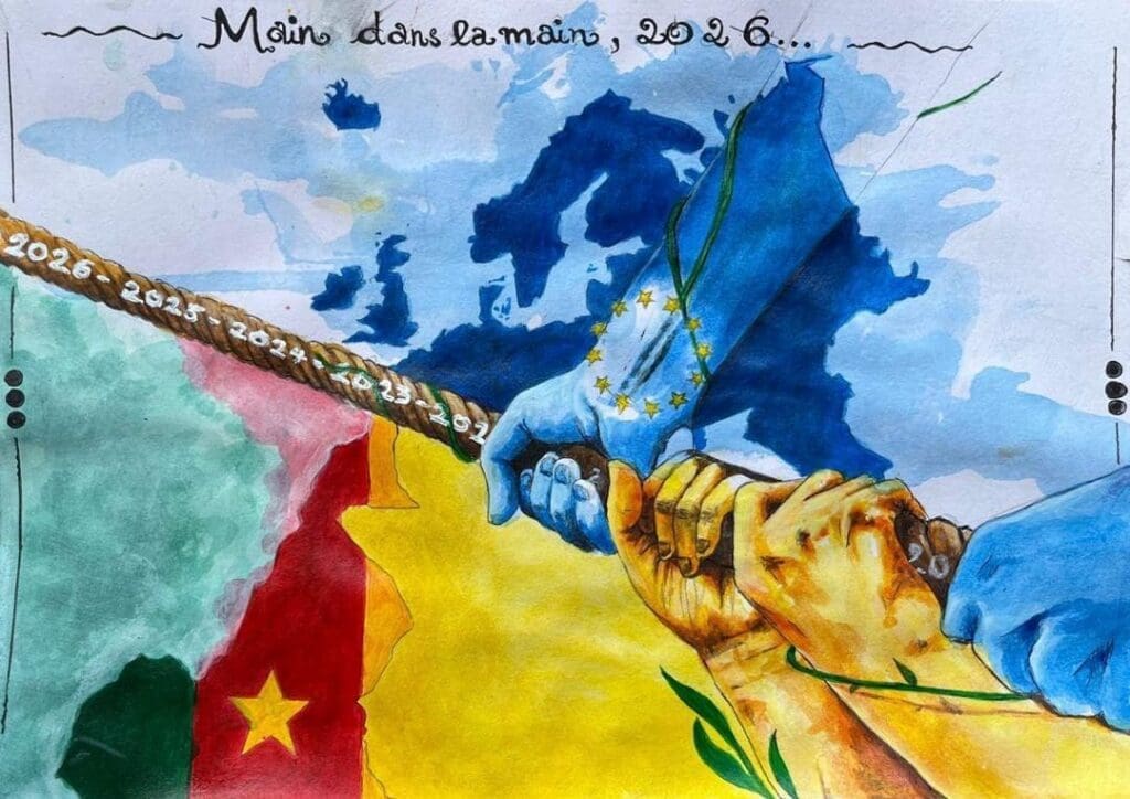 le jeune artiste camerounais Benjamin Adjong Zouyane est le lauréat de cette deuxième édition. Grâce à une œuvre forte en symboles et en émotions